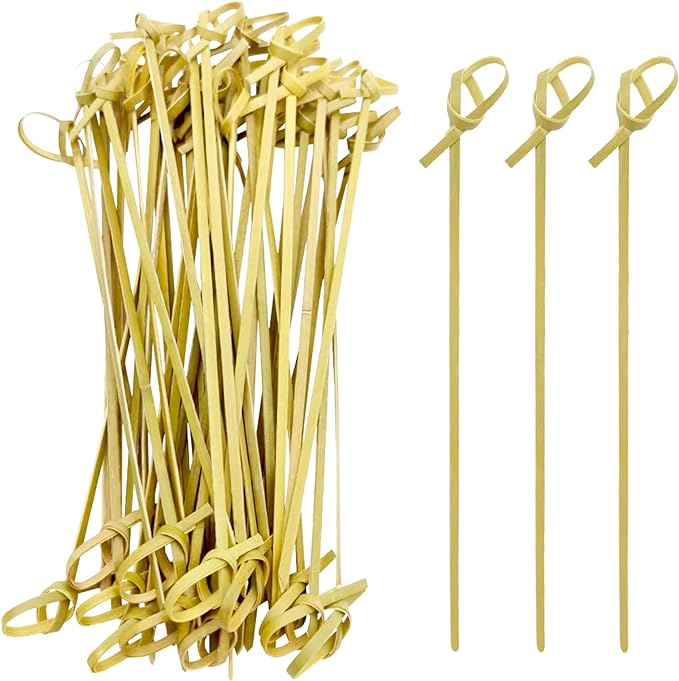 100 Pièces, Brochettes en Bambou à Nœuds