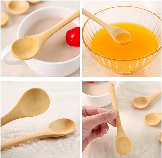 6 Pièces Petite Cuillere en Bois