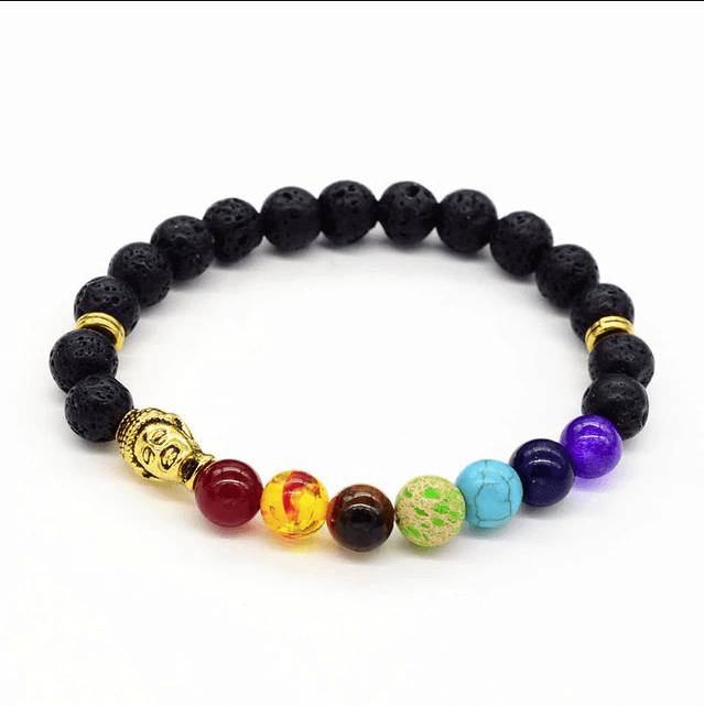 Bracelet d’harmonisation 7 chakras bouddha et pierre de lave