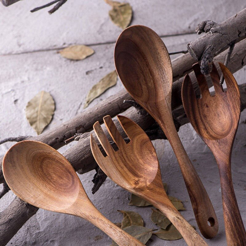 Grands couverts à salade en bois – Image 3