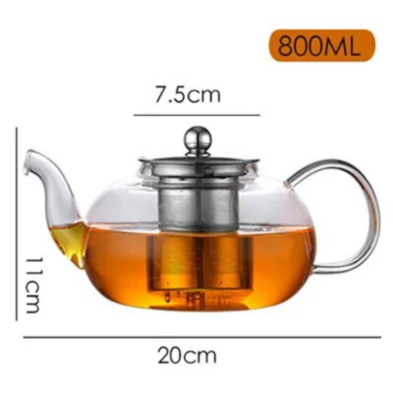 Théière en verre avec infuseur et couvercle en acier inoxydable 800ML – Image 3